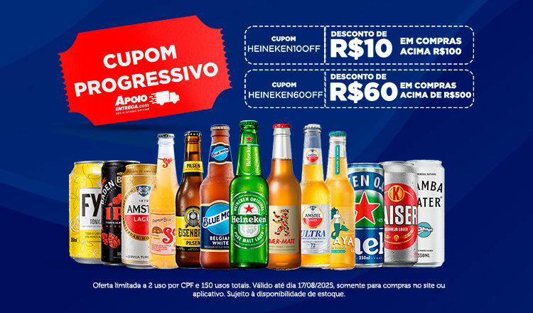 Cupom HEINEKEN10OFF R$10 OFF ate 17/08